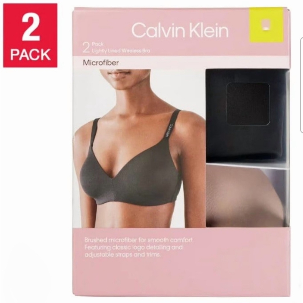 Calvin Klein 2 pk lightly lined Wire free Bra Microfiber stretch